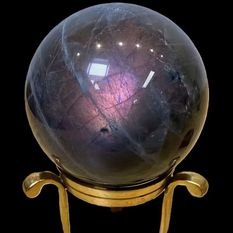 Natural Rainbow Purple Labradorite Sphere